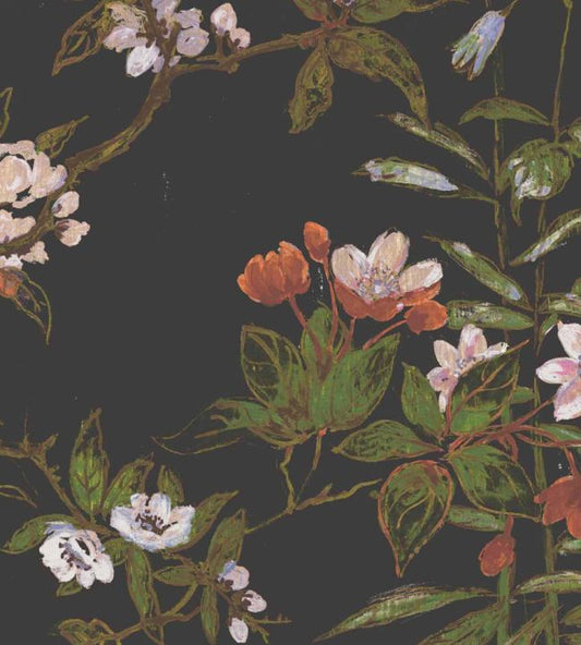 Rivington Fabric - Black - Woodchip & Magnolia - WMF - 023 - 02VD - Premier Wallcovering