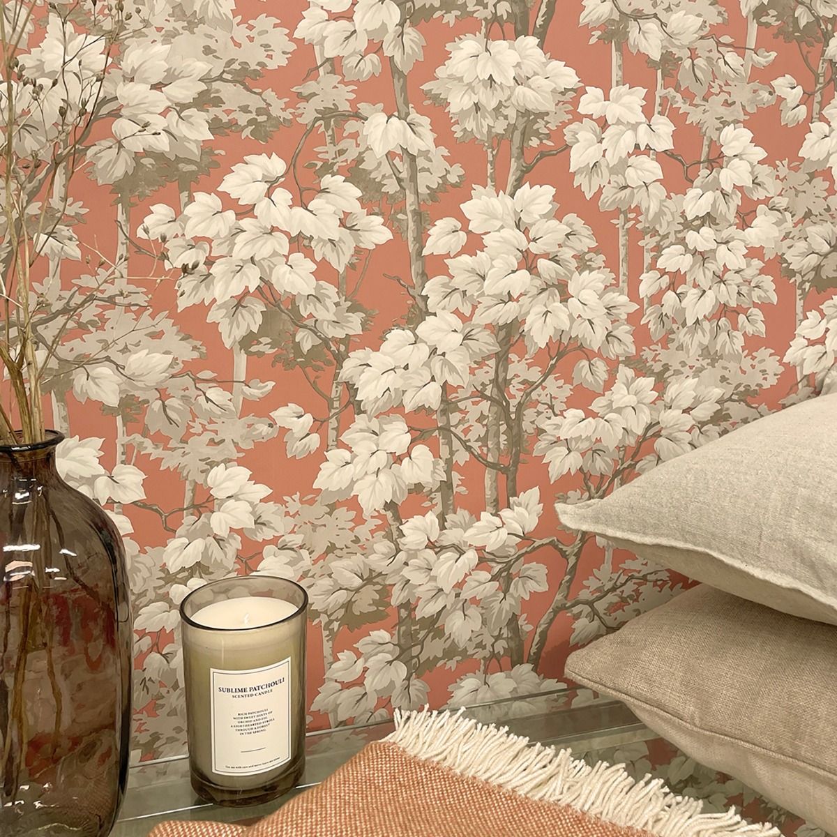 Rivington Tree Wallpaper - Burnt Orange - Belgravia - 2502 - Premier Wallcovering