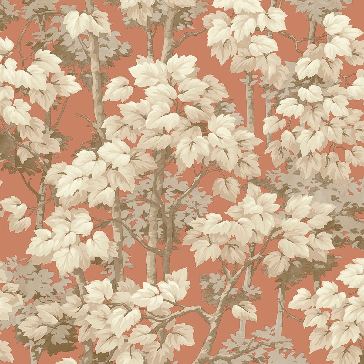 Rivington Tree Wallpaper - Burnt Orange - Belgravia - 2502 - Premier Wallcovering