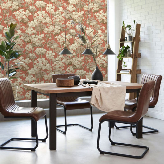 Rivington Tree Wallpaper - Burnt Orange - Belgravia - 2502 - Premier Wallcovering
