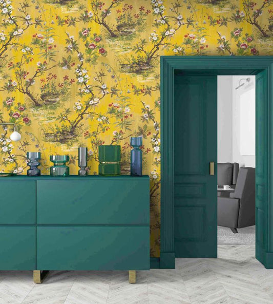 Rivington Wallpaper - Yellow - Woodchip & Magnolia - WM - 126 - 01R - Premier Wallcovering
