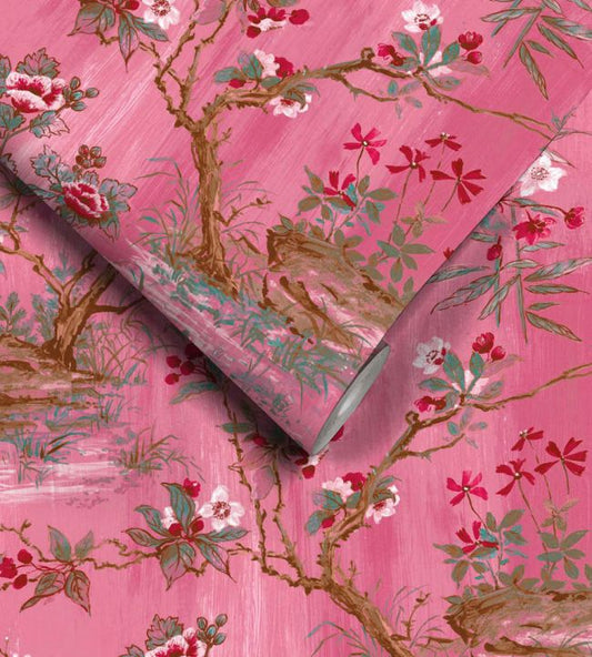 Rivington Wallpaper - Pink - Woodchip & Magnolia - WM - 126 - 05R - Premier Wallcovering