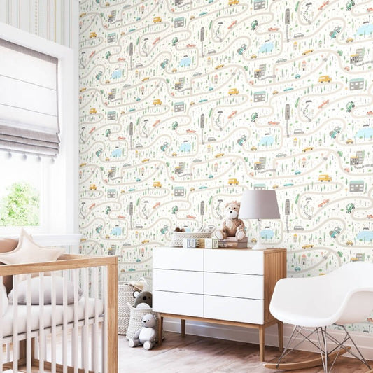 Road Trip Wallpaper - Popcorn - Hoopla Walls - HWA1307W - Premier Wallcovering