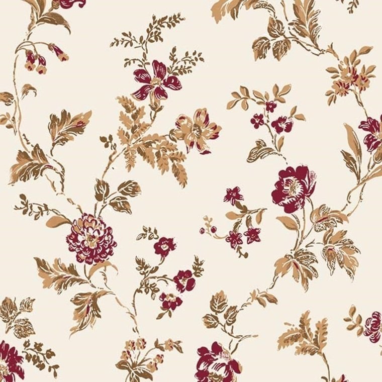 Romance Heritage Wallpaper - Cream & Burgundy - K & K - 600312 - Premier Wallcovering