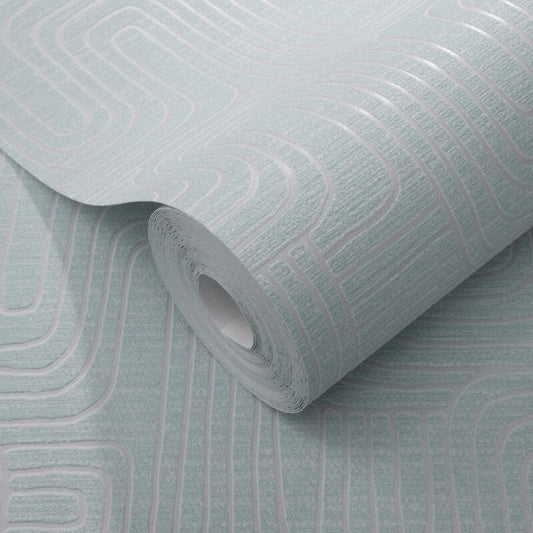 Rondo Curved Lines Metallic Wallpaper - Light Grey - Erismann - 10461 - 35 - Premier Wallcovering
