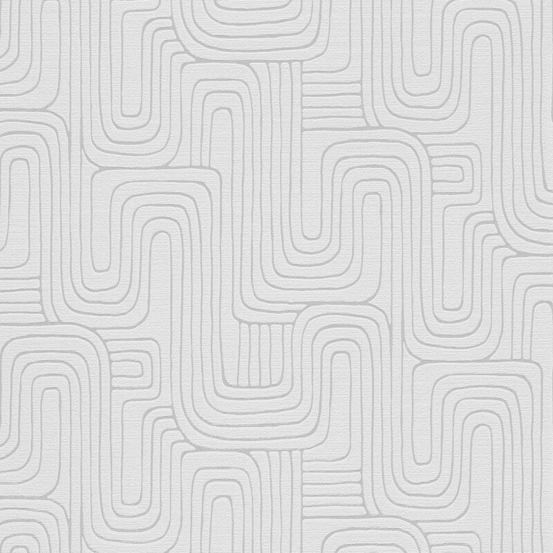 Rondo Curved Lines Metallic Wallpaper - Grey - Erismann - 10461 - 31 - Premier Wallcovering