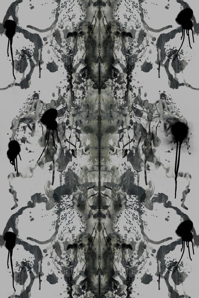 Rorschach Velvet Fabric - Silver Grey - Timorous Beasties - DIGI/ROR/40902/02 - Premier Wallcovering