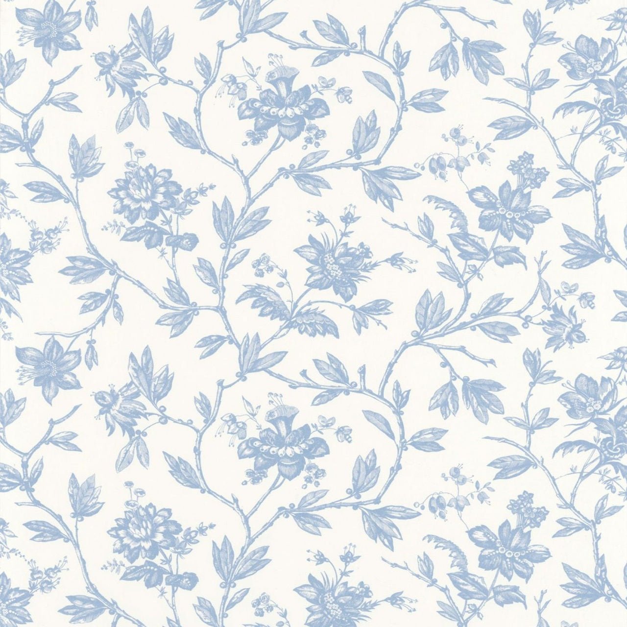 Rosa Les Belles Toiles De Jouy Wallpaper - Bleu Faience - Casadeco - 87966726 - Premier Wallcovering