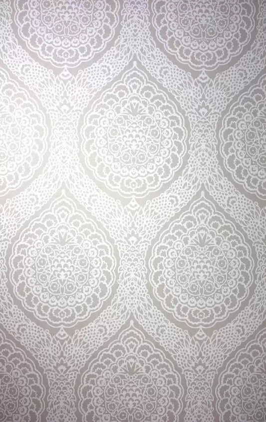 Rosalia Damask Wallpaper - Pale Silver - Osborne & Little - W6493-06 - Premier Wallcovering