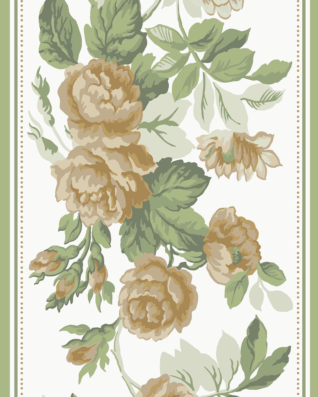 Rosdalen bård Wallpaper - Dark Champagne & Green - Midbec - 116043 - Premier Wallcovering