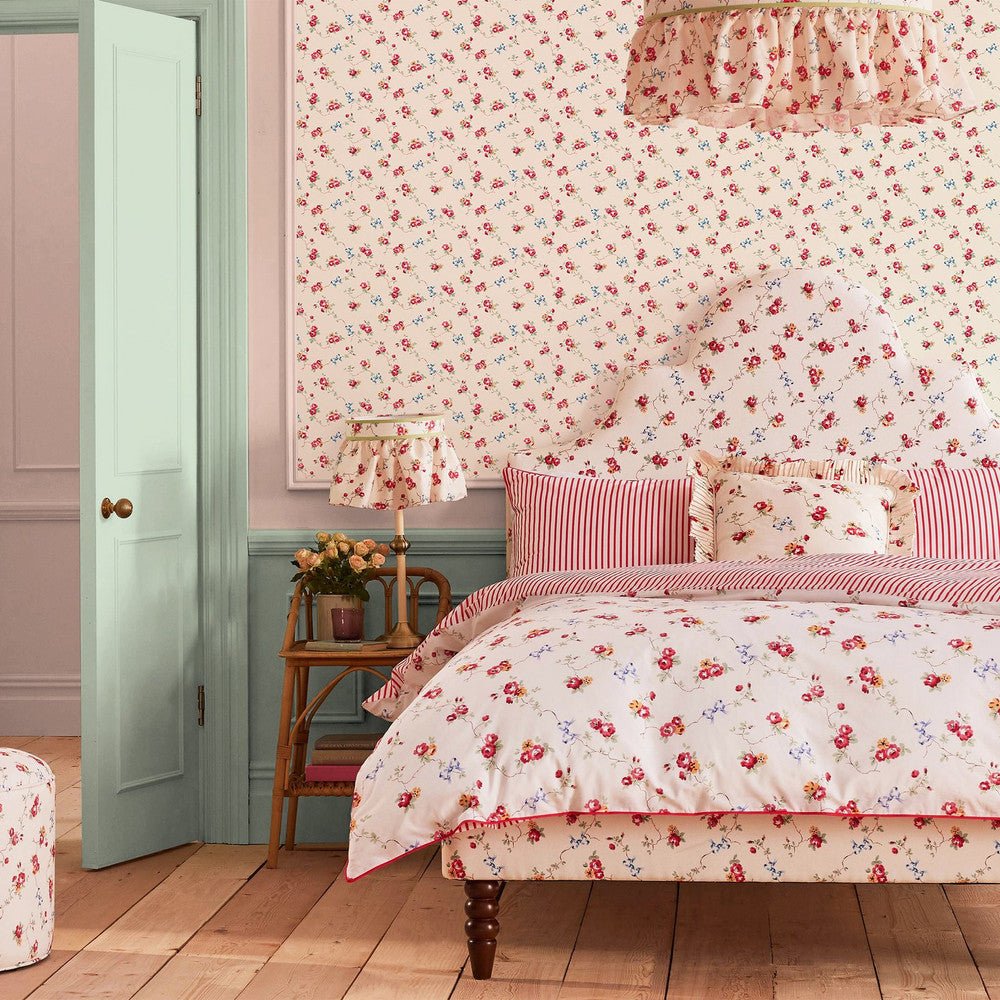 Rose & Bows Wallpaper - Cream - 125511 - Cath Kidston - Premier Wallcovering