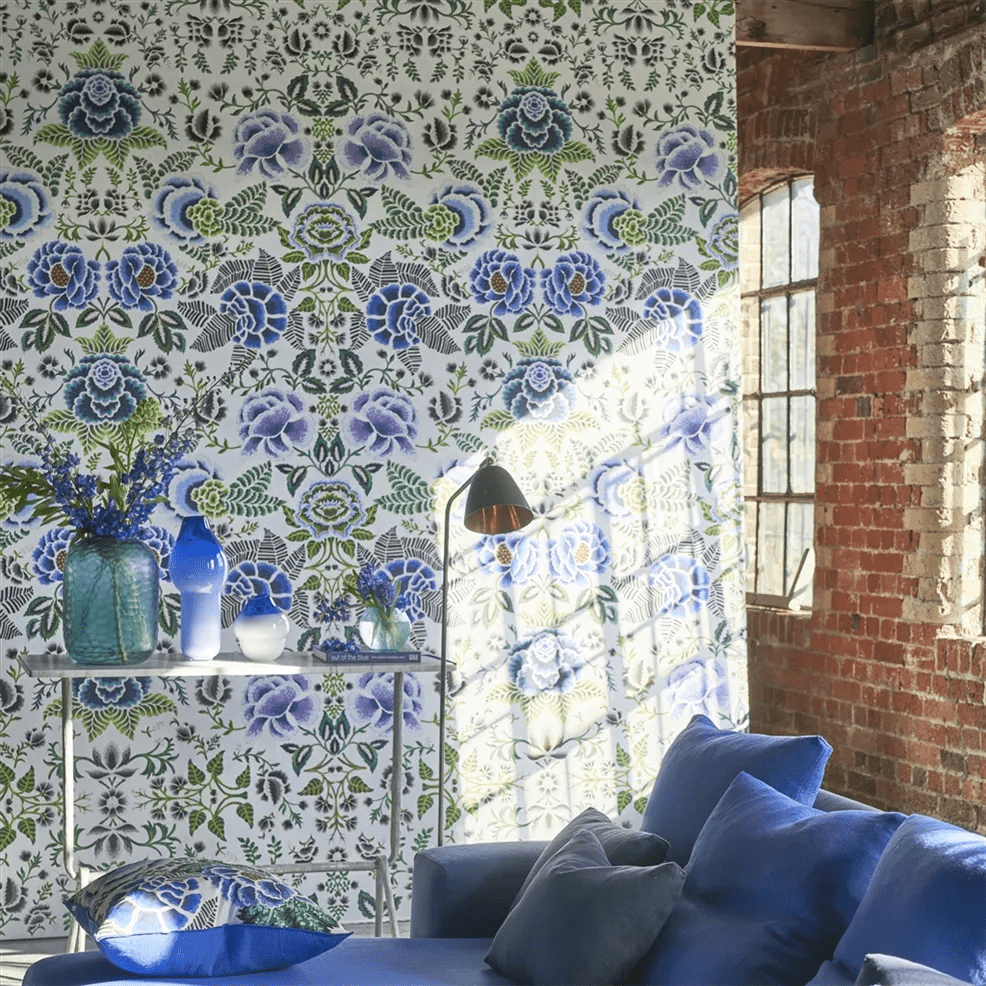 Rose De Damas Wallpaper - Cobalt - PDG1168/01 - Designers Guild - Premier Wallcovering