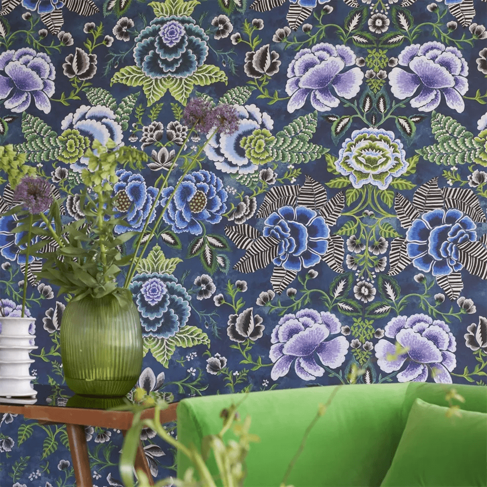 Rose De Damas Wallpaper - Indigo - PDG1168/03 - Designers Guild - Premier Wallcovering