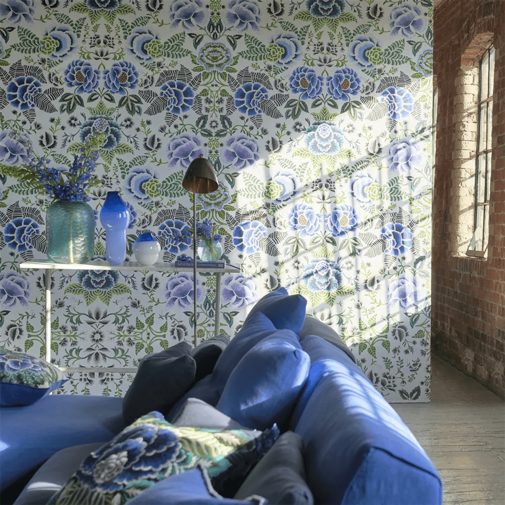 Rose De Damas Wallpaper - Cobalt - PDG1168/01 - Designers Guild - Premier Wallcovering