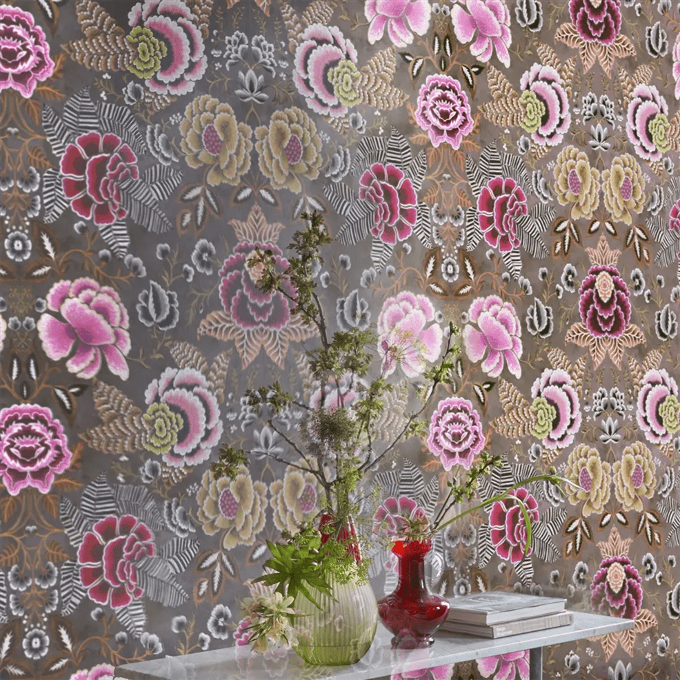 Rose De Damas Wallpaper - Cranberry - PDG1168/04 - Designers Guild - Premier Wallcovering