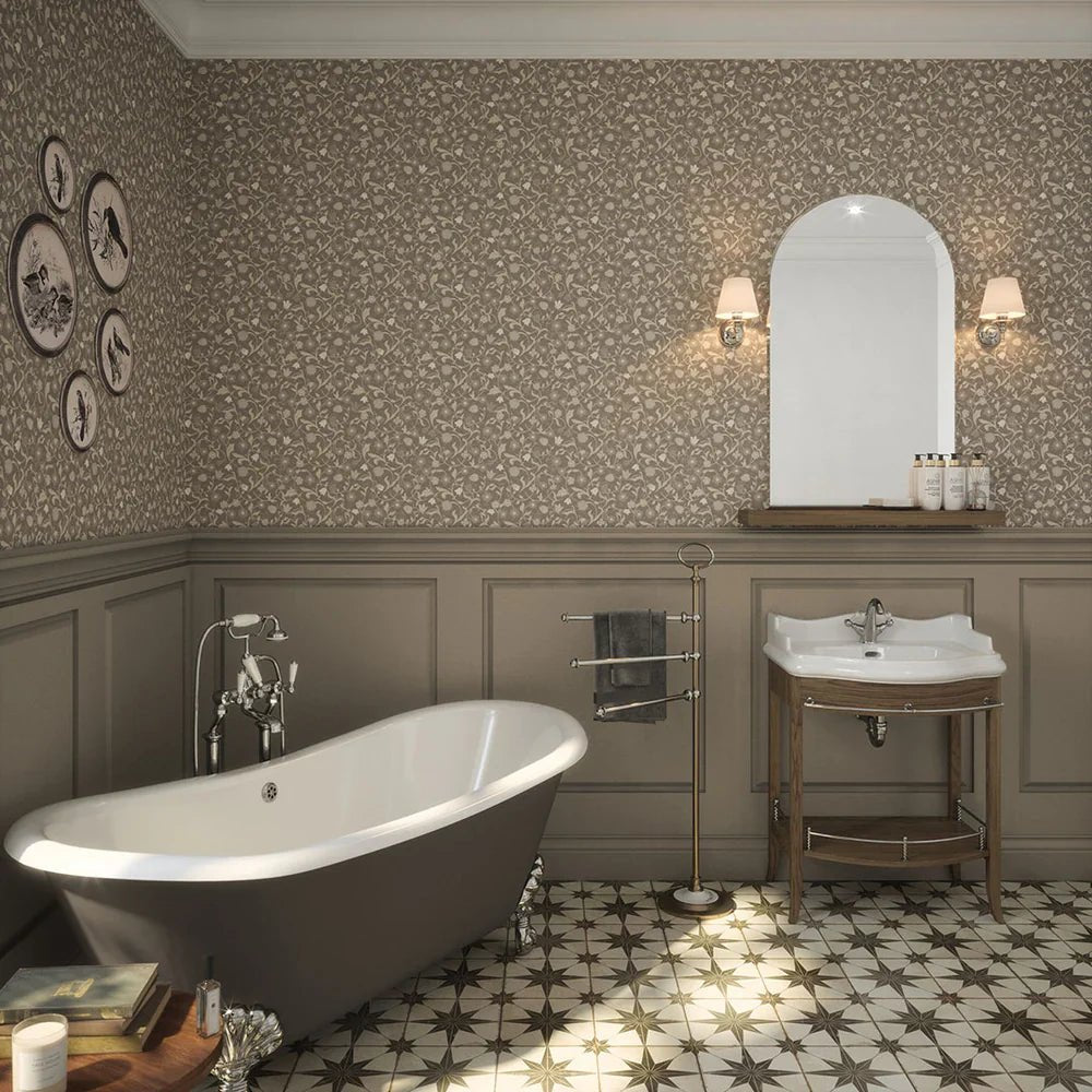Rosehill Cottage Wallpaper - Vintage Cream on Earl Grey - LAN100064 - Lucie Annabel - Premier Wallcovering