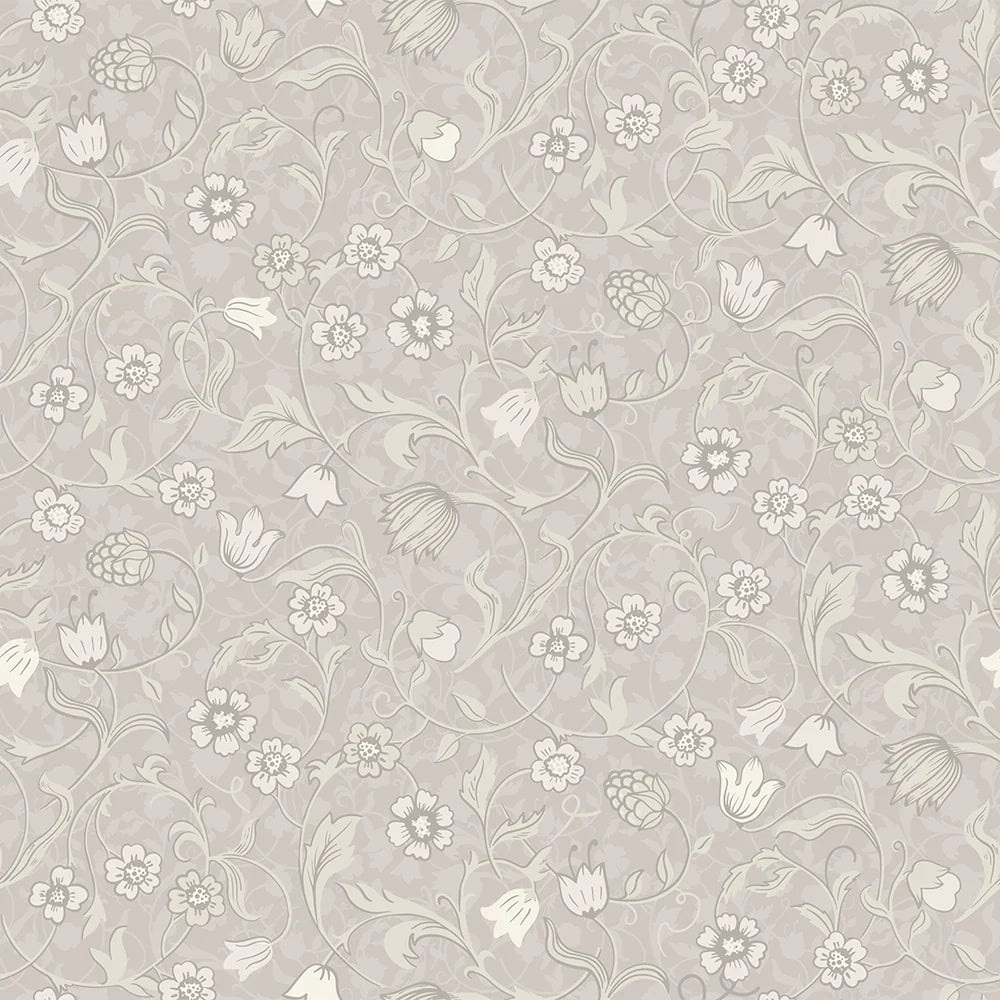 Rosehill Cottage Wallpaper - Vintage Cream and Linen on Moon Grey - LAN100063 - Lucie Annabel - Premier Wallcovering
