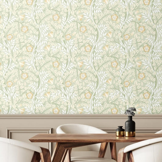 Rosehip Trail Wallpaper - Sage Green - Hoopla Walls - HWA1092W - Premier Wallcovering