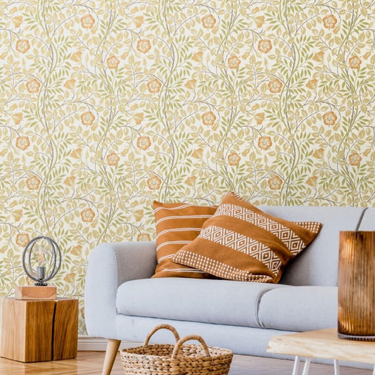 Rosehip Trail Wallpaper - Soft Amber - Hoopla Walls - HWA1087W - Premier Wallcovering