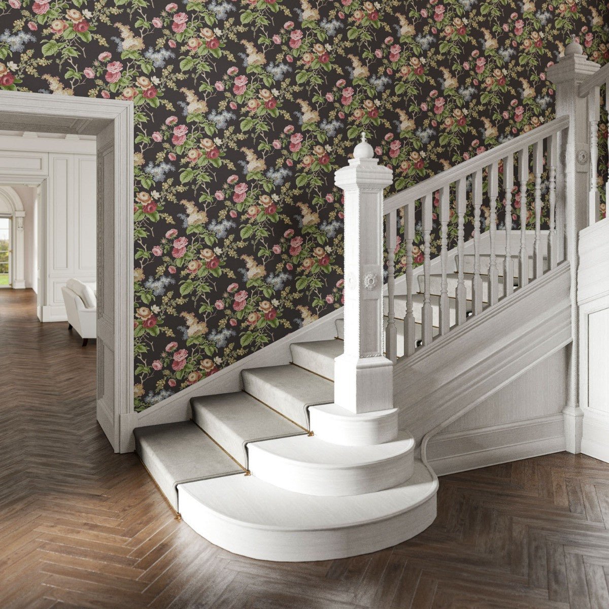 Rosemoore Wallpaper - Black - Warner House - Premier Wallcovering