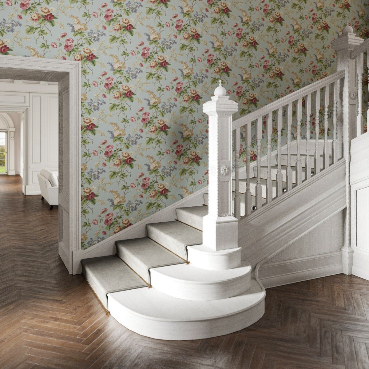 Rosemoore Wallpaper - Mist - Warner House - Premier Wallcovering