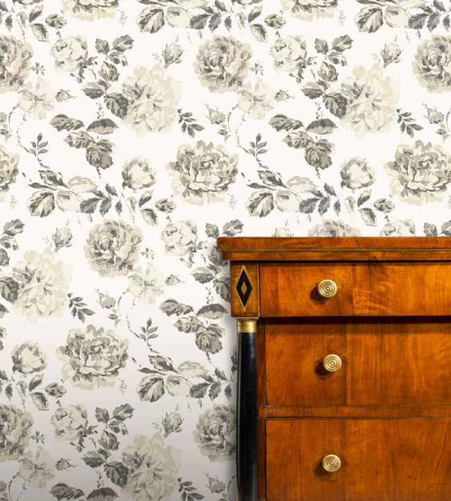 Roses Glacees Wallpaper - Sepia - Madeaux - W2400 - 02 - Premier Wallcovering