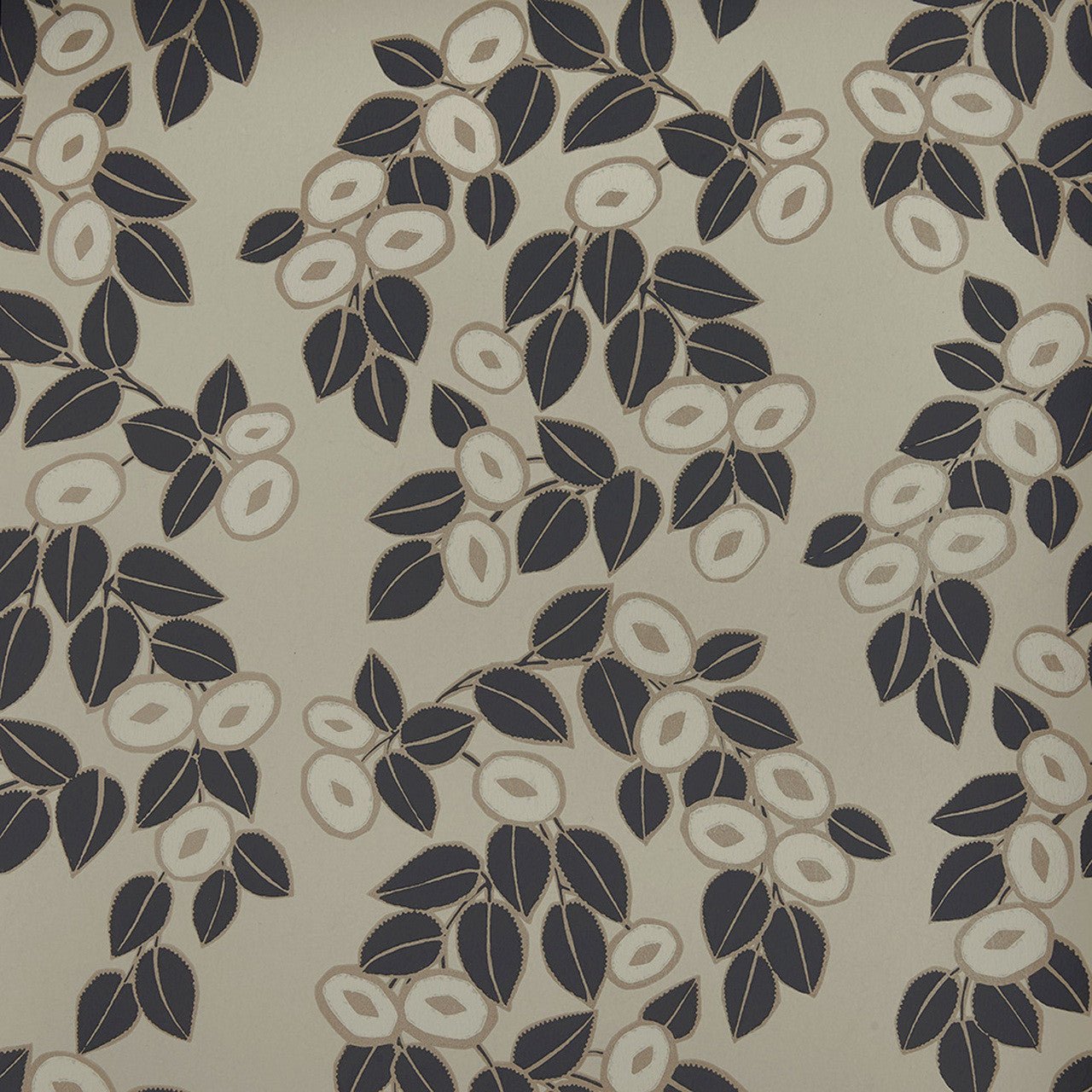Rosetta Wallpaper - Jet Black - 1838 wallcoverings - 1907 - 136 - 03 - Premier Wallcovering