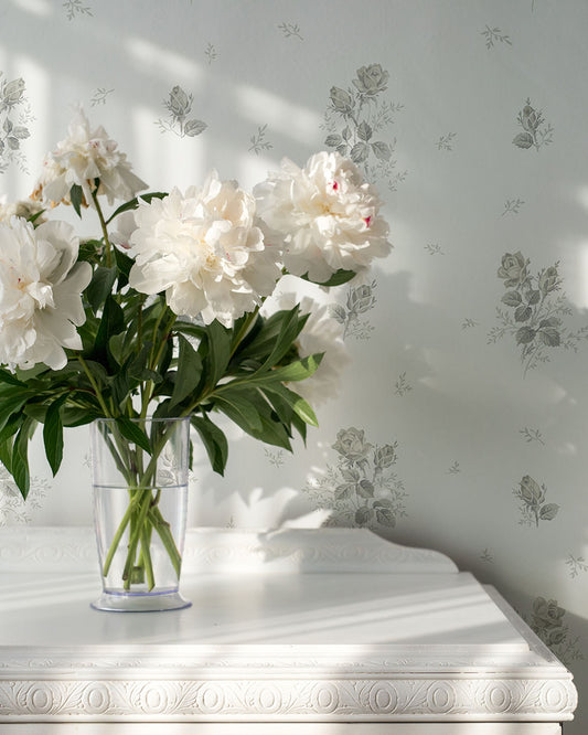 Rosmarie Wallpaper - White/Gray - Midbec - 16005 - Premier Wallcovering