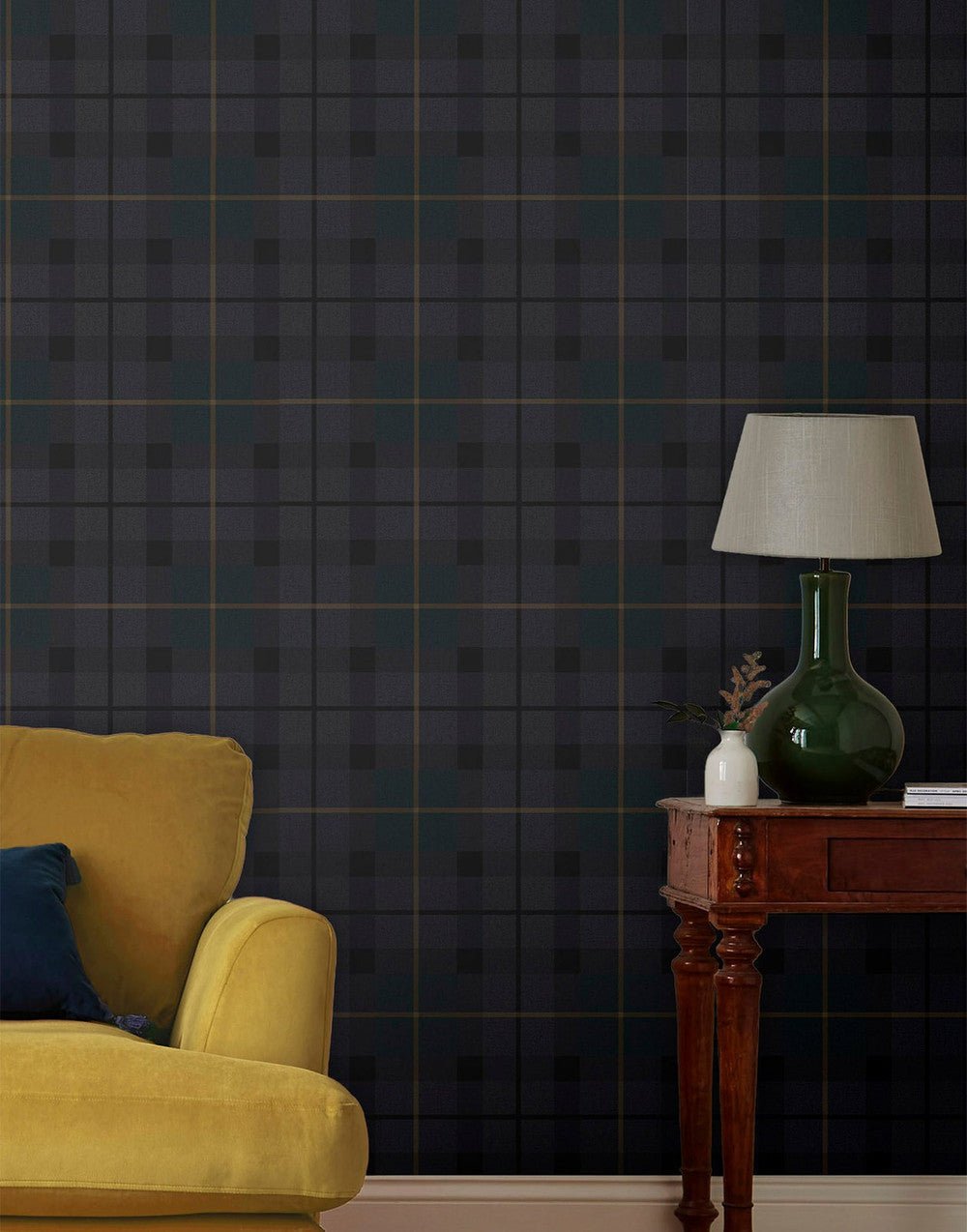Rothero Check Heritage Wallpaper - Purple - Joules - 118556 - Premier Wallcovering