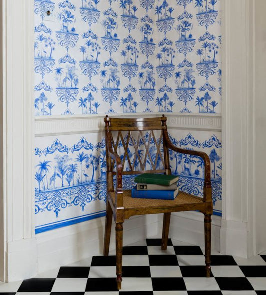 Rousseau Wallpaper - Blue on White - 99/9037 - Cole & Son - Premier Wallcovering