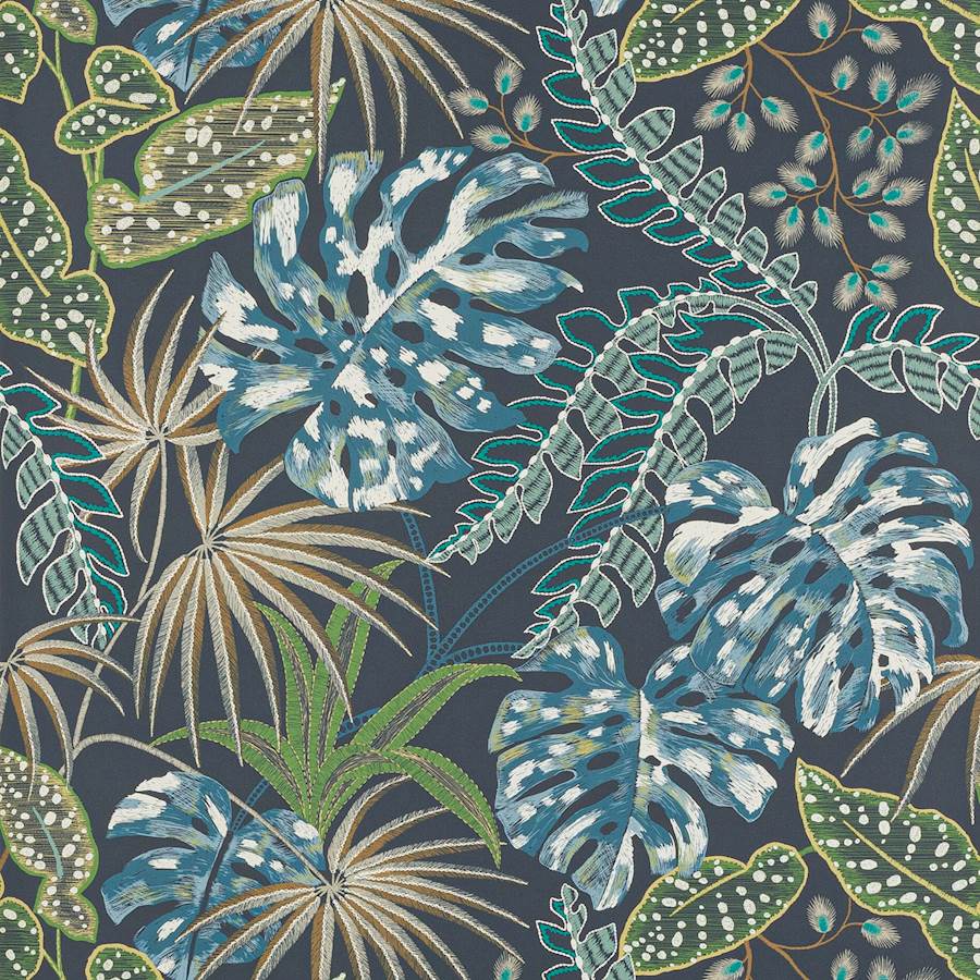 Rousseau Wallpaper - Midnight/Teal - J184W - 01 - Jane Churchill - Premier Wallcovering