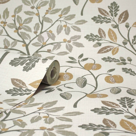 Rowan Autumn Trees Metallic Wallpaper - Natural - Crown - M1760 - Premier Wallcovering