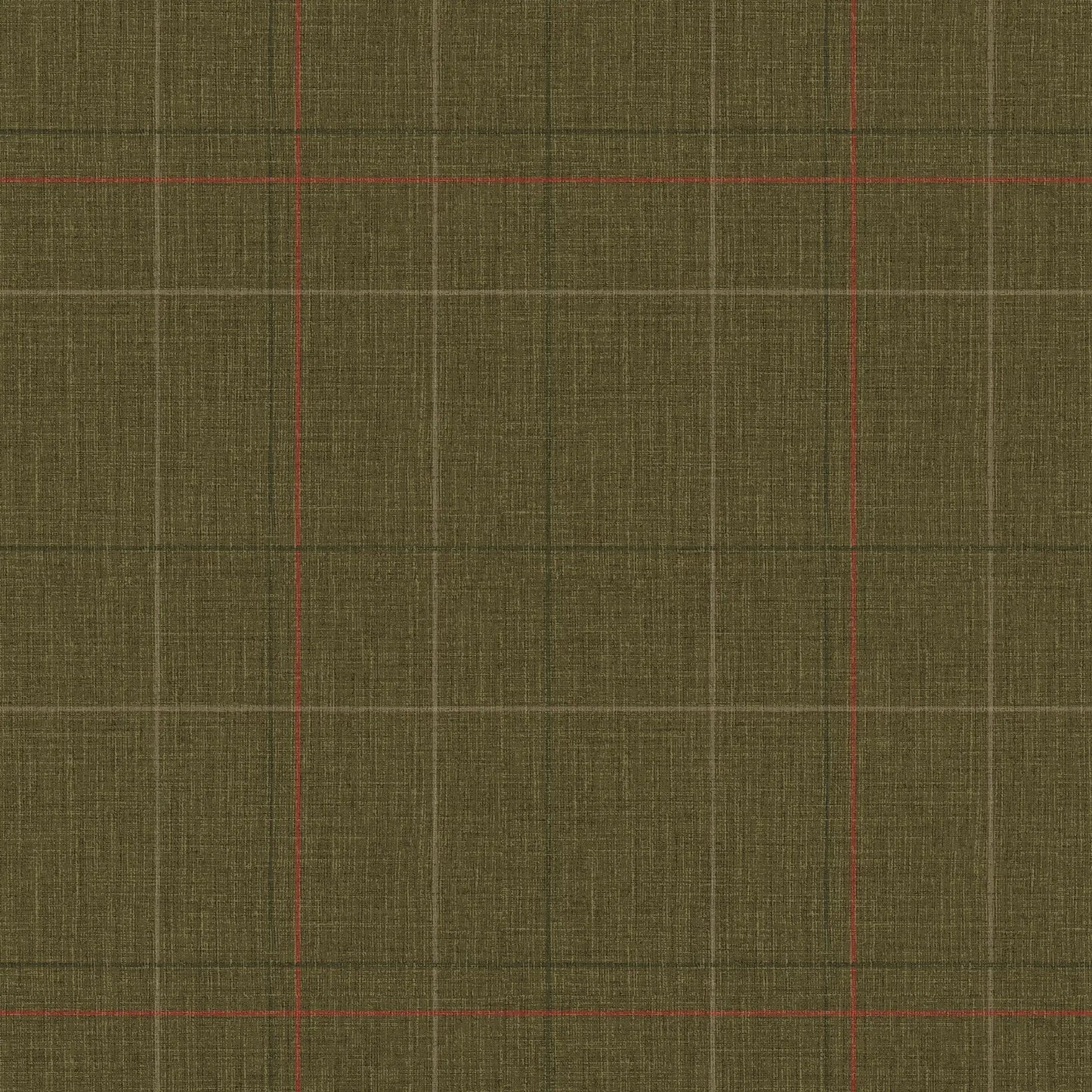 Royal Check Wallpaper - Bracken Green, Sage and Red - Lucie Annabel - LAN100472 - Premier Wallcovering