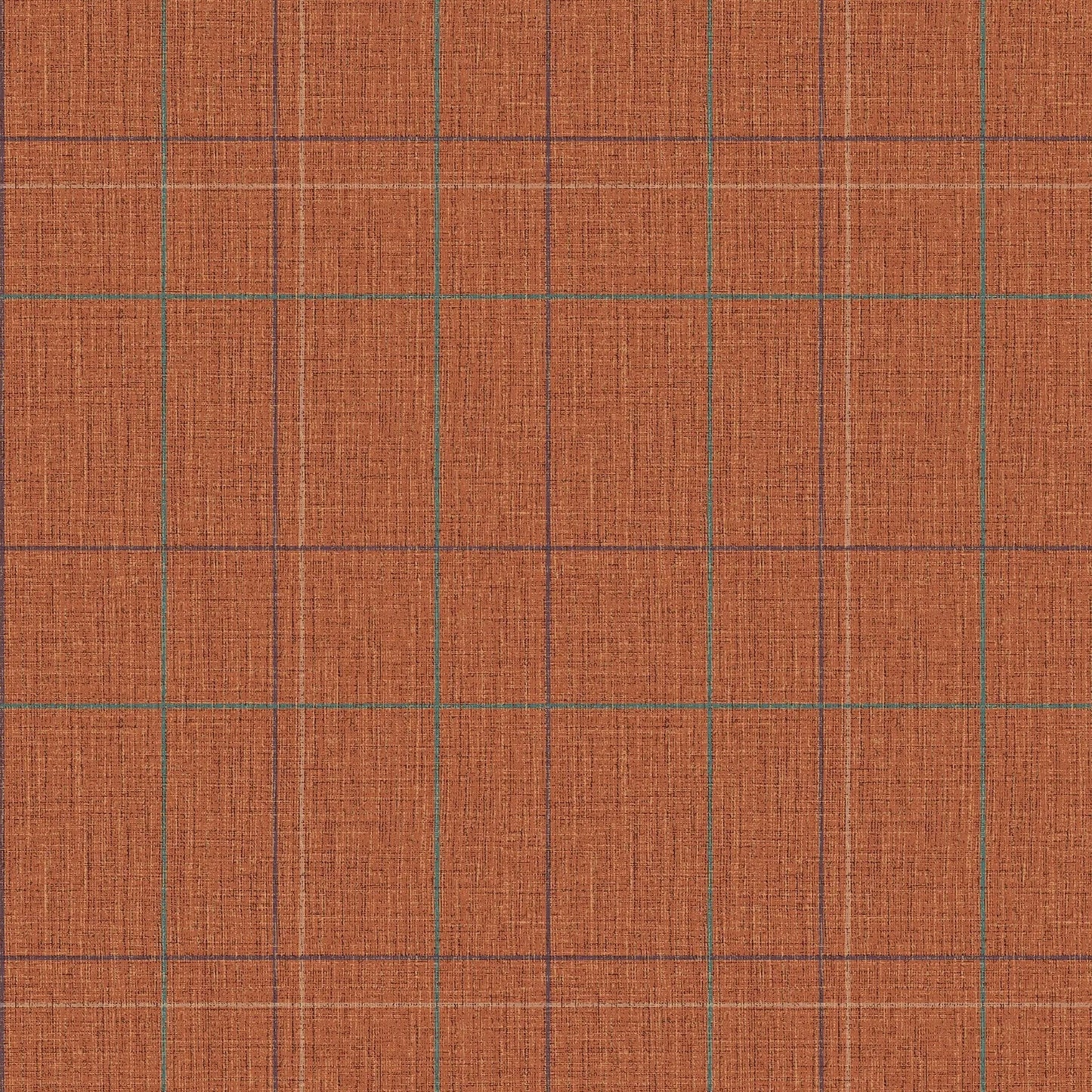 Royal Check Wallpaper - Rust, Navy and Teal - Lucie Annabel - LAN100468 - Premier Wallcovering