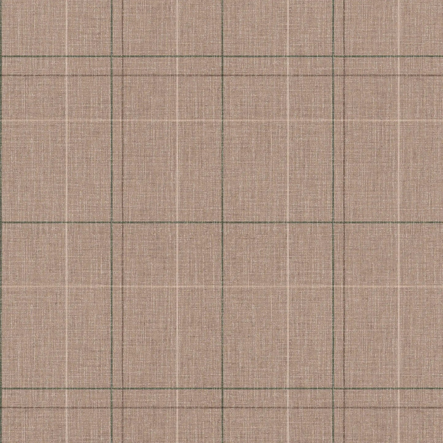 Royal Check Wallpaper - Taupe, Green and Oak Brown - Lucie Annabel - LAN100467 - Premier Wallcovering