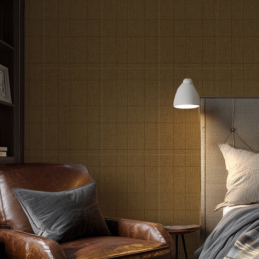 Royal Check Wallpaper - Toasted Caramel, Hazelnut and Green - Lucie Annabel - LAN100466 - Premier Wallcovering