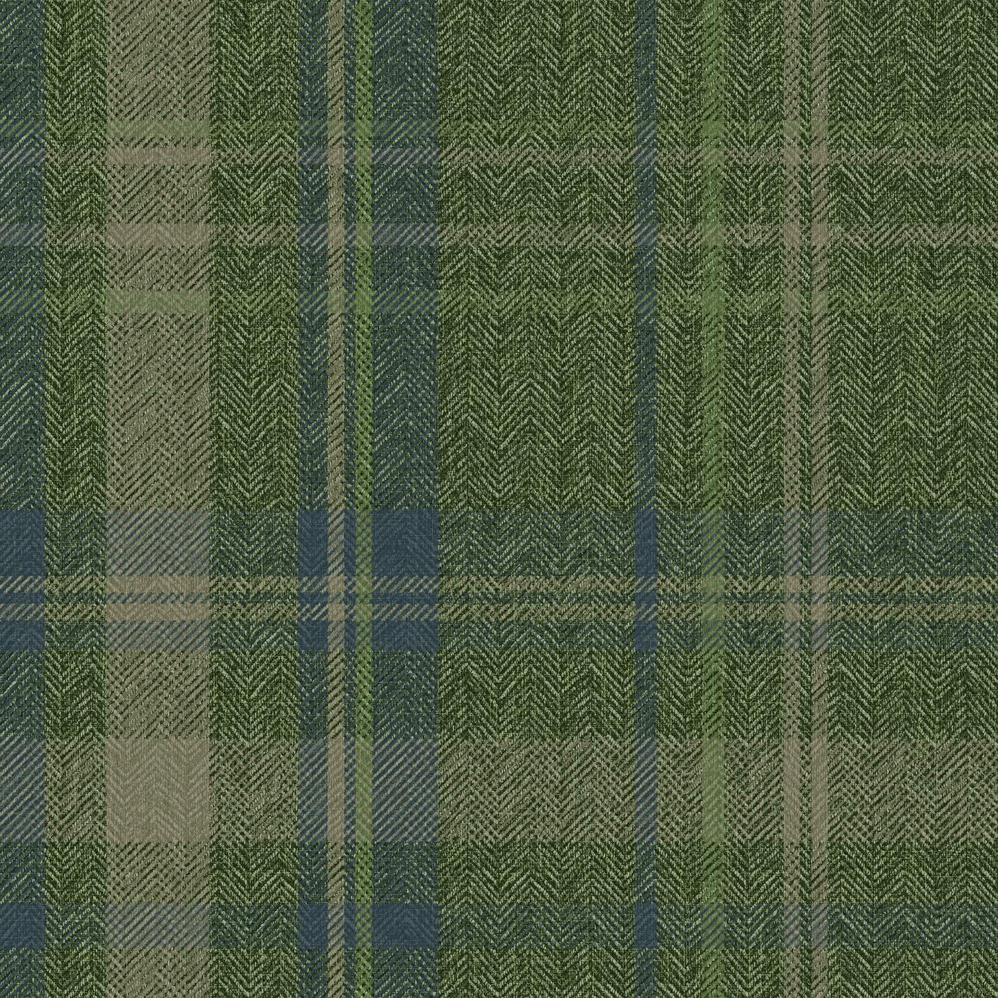 Royal Herringbone Tartan Wallpaper - Green, Navy and Lime - Lucie Annabel - LAN100461 - Premier Wallcovering