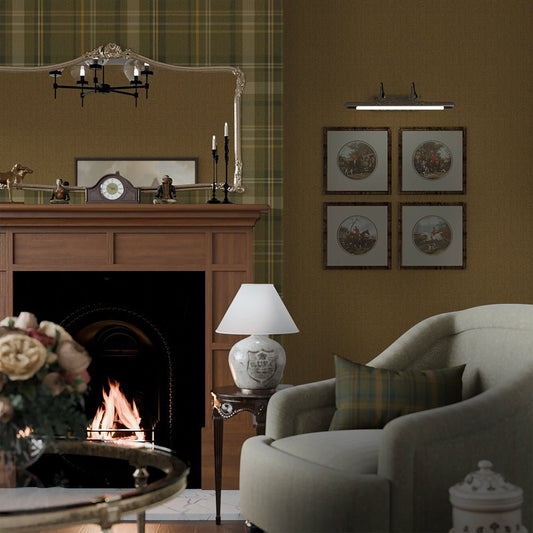 Royal Herringbone Tartan Wallpaper - Rich Olive, Ochre and Mustard - Lucie Annabel - LAN100464 - Premier Wallcovering
