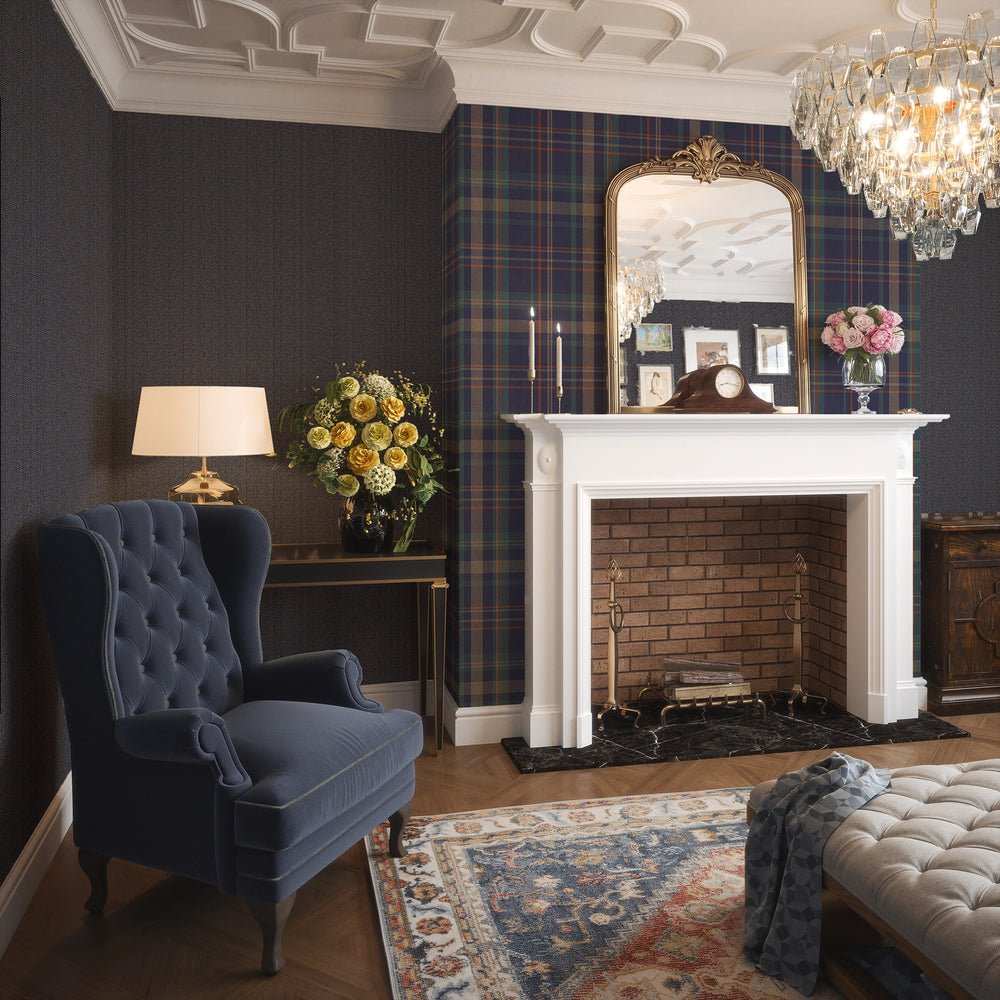 Royal Herringbone Wallpaper - Navy - Lucie Annabel - LAN100480 - Premier Wallcovering