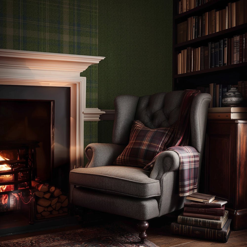 Royal Herringbone Wallpaper - Green - Lucie Annabel - LAN100478 - Premier Wallcovering