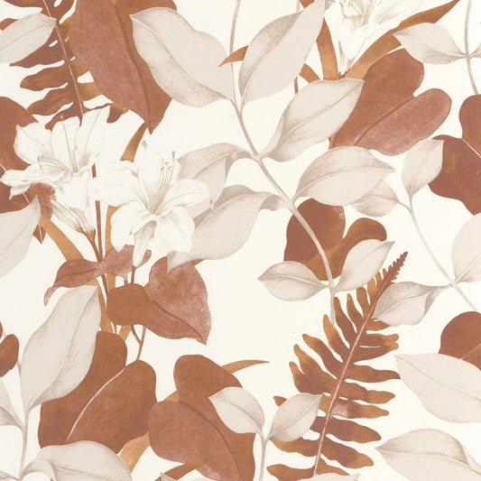 Royal Lily Soliflore Wallpaper - Terre De Sienne - Casadeco - 200263443 - Premier Wallcovering