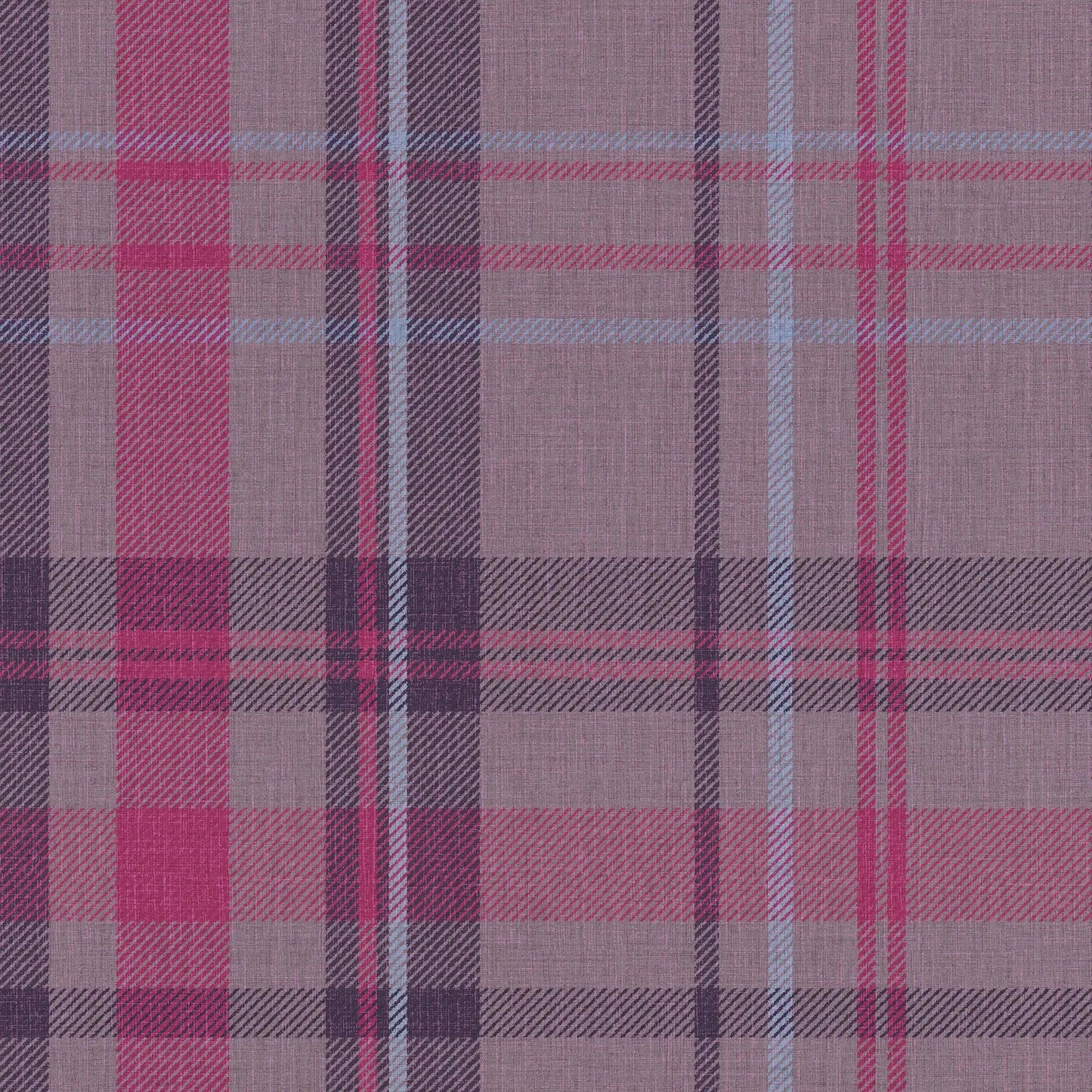 Royal Tartan Wallpaper - Heather, Rich Plum and Sky Blue - Lucie Annabel - LAN100458 - Premier Wallcovering