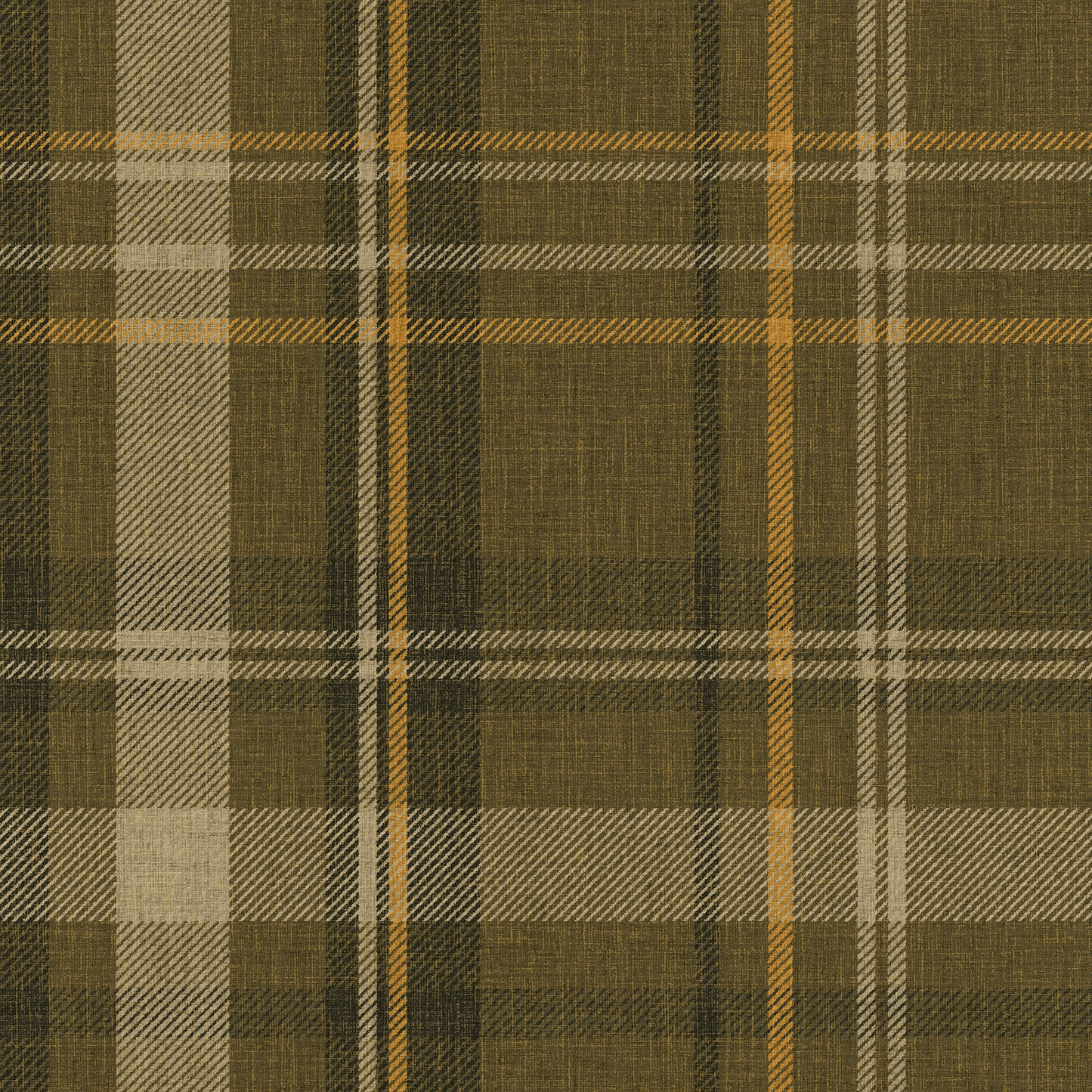 Royal Tartan Wallpaper - Rich Olive, Ochre and Mustard - Lucie Annabel - LAN100457 - Premier Wallcovering