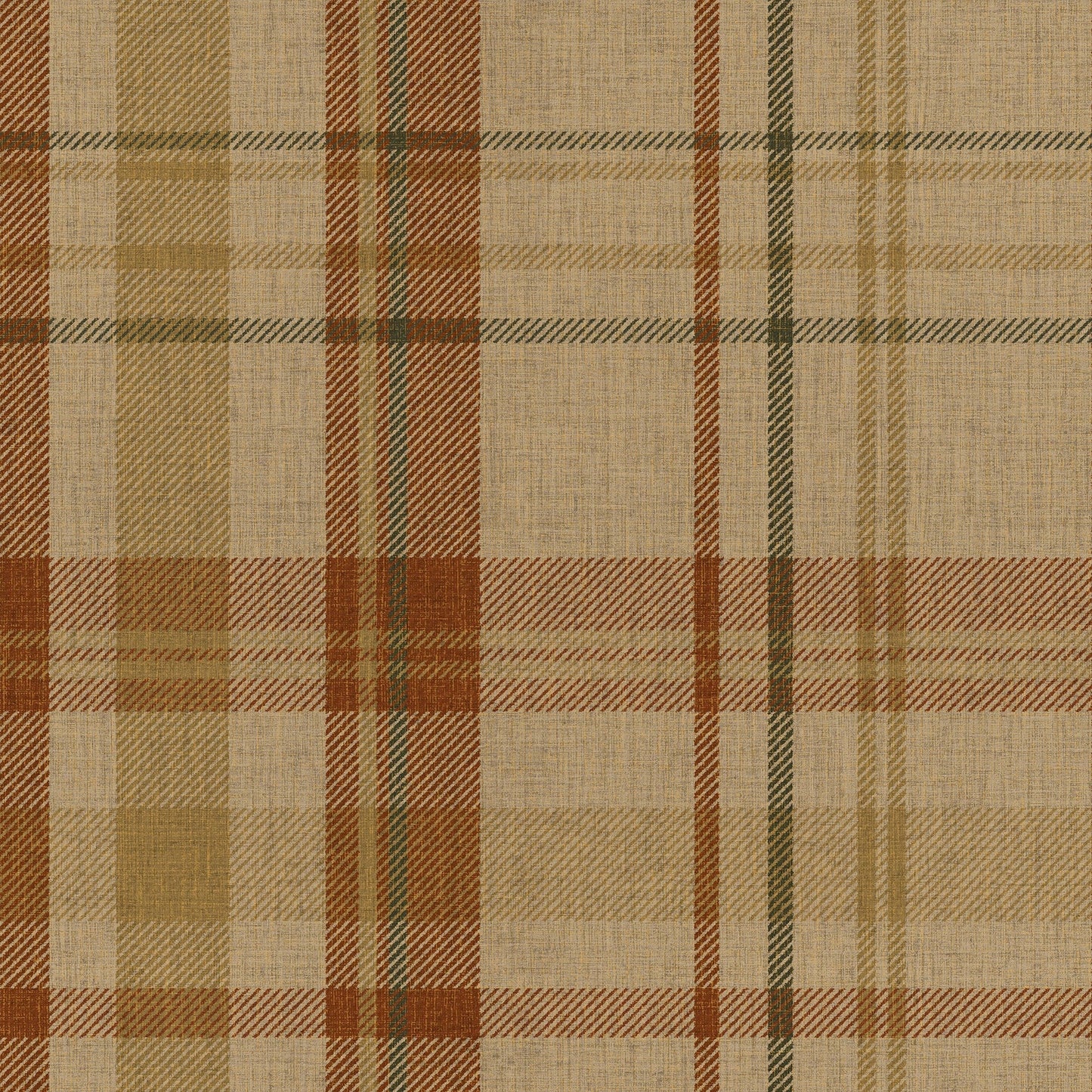 Royal Tartan Wallpaper - Caramel, Hazelnut and Green - Lucie Annabel - LAN100452 - Premier Wallcovering