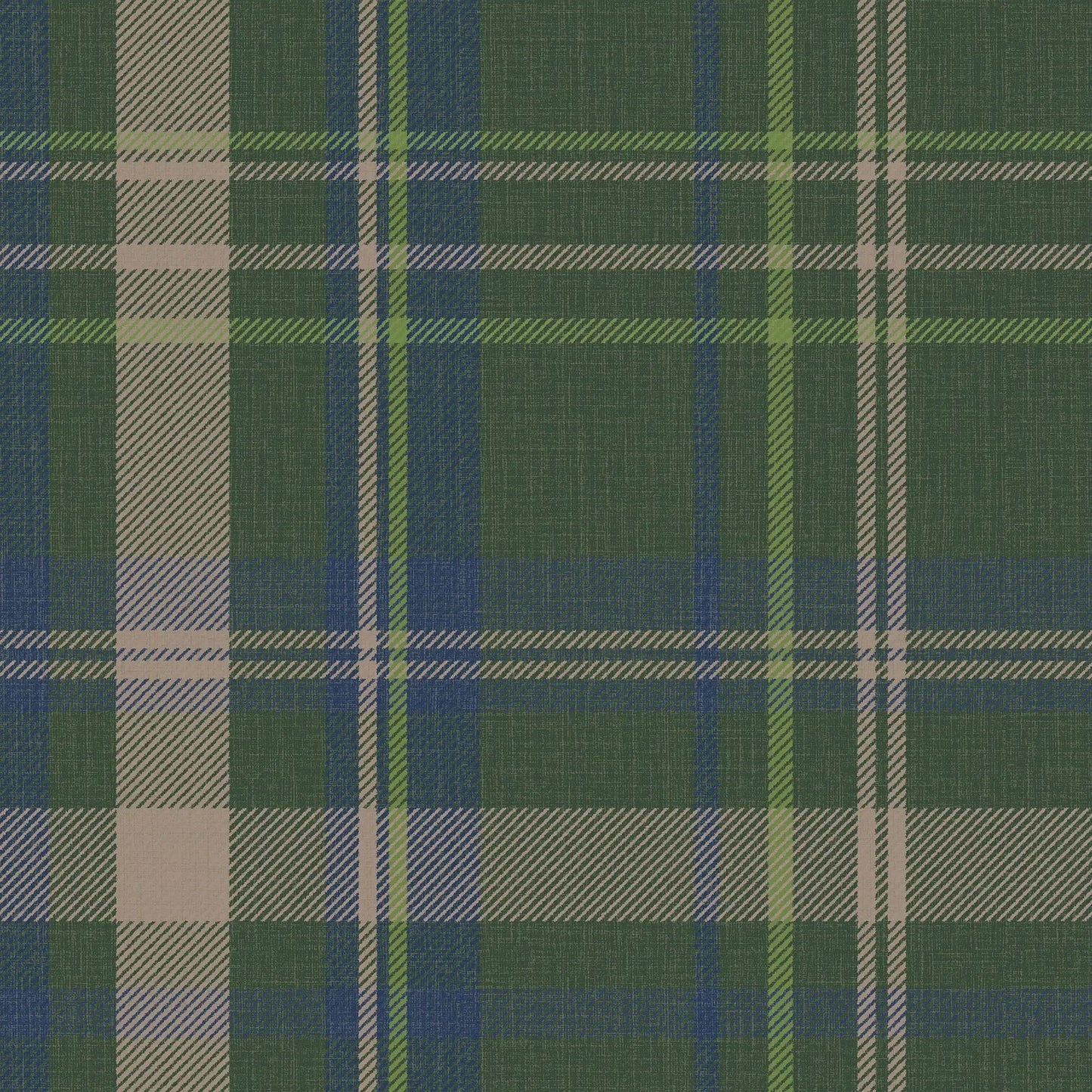 Royal Tartan Wallpaper - Green, Navy and Lime - Lucie Annabel - LAN100453 - Premier Wallcovering