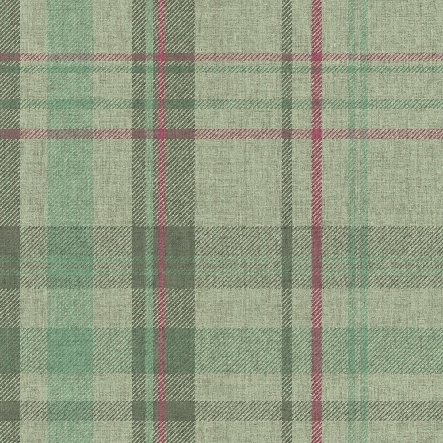 Royal Tartan Wallpaper - Mint, Green and Berry - Lucie Annabel - LAN100454 - Premier Wallcovering