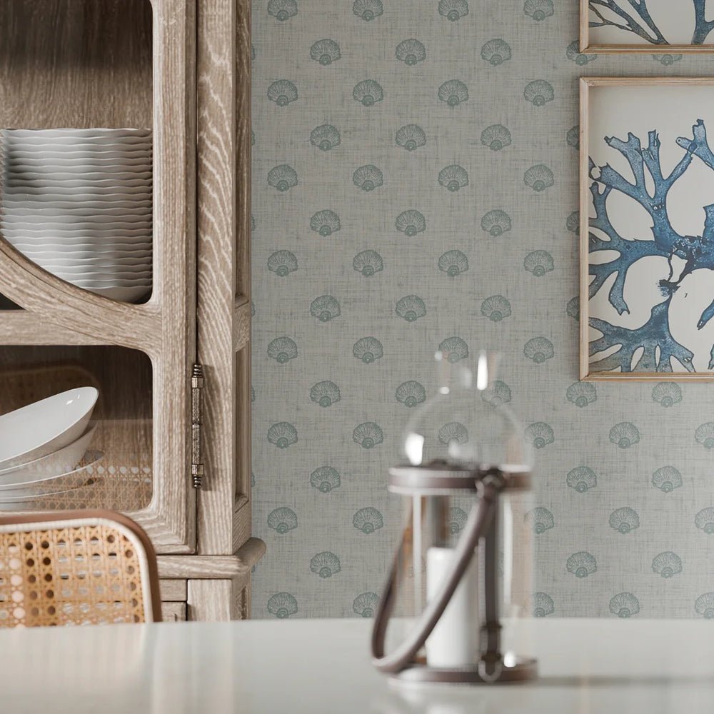 Runswick Bay Wallpaper - Teal - LAN100276 - Lucie Annabel - Premier Wallcovering