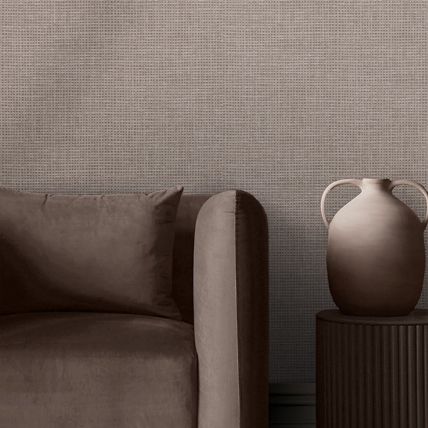 Rustic Weft Wallpaper - Stone - Graham & Brown - 124100 - Premier Wallcovering