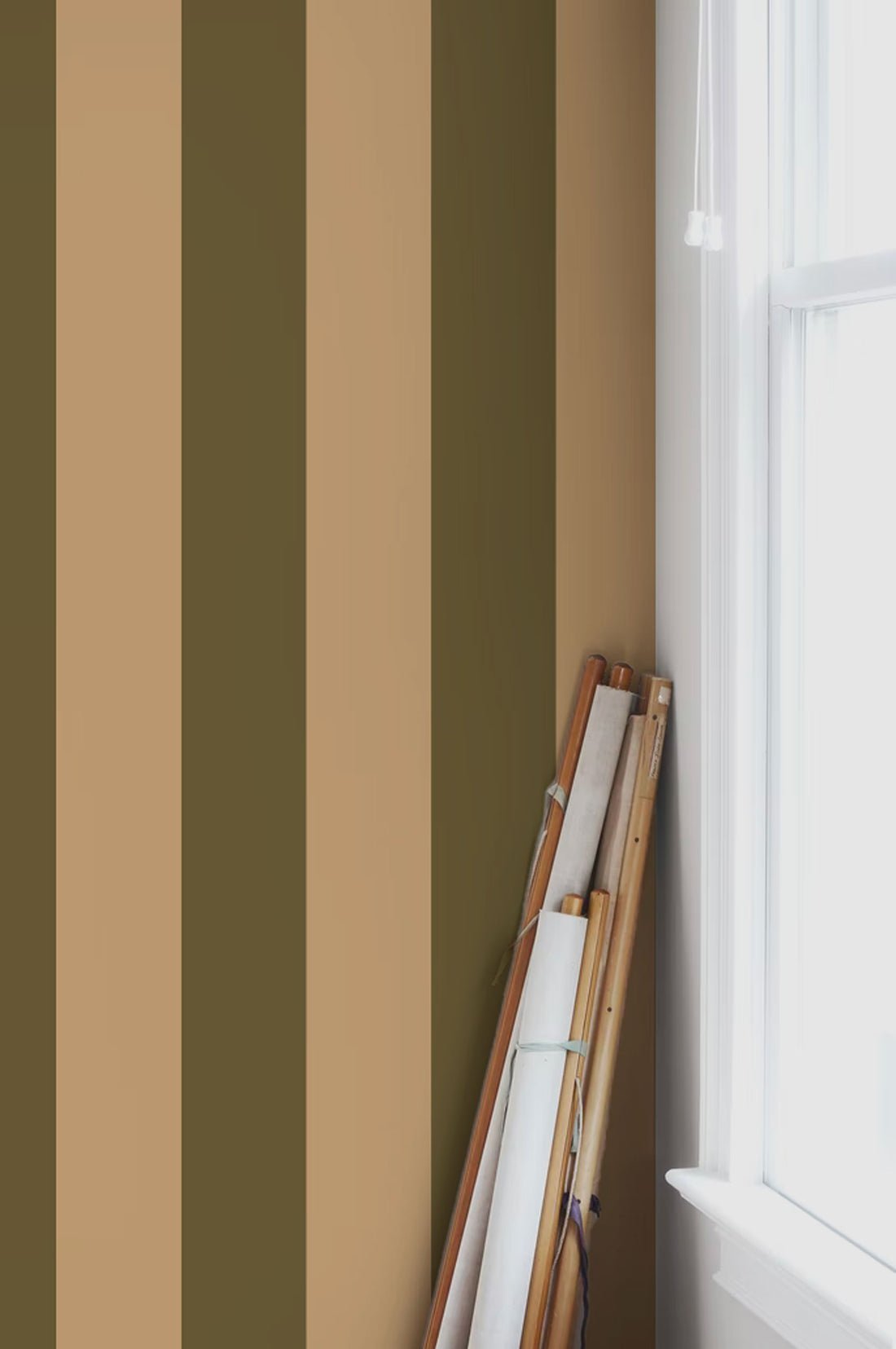 Ryde Stripes Wallpaper - Green & Beige - Summer Gray - Premier Wallcovering