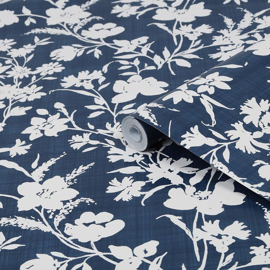 Rye Wallpaper - Midnight Seaspray Blue - Laura Ashley - 119854 - Premier Wallcovering